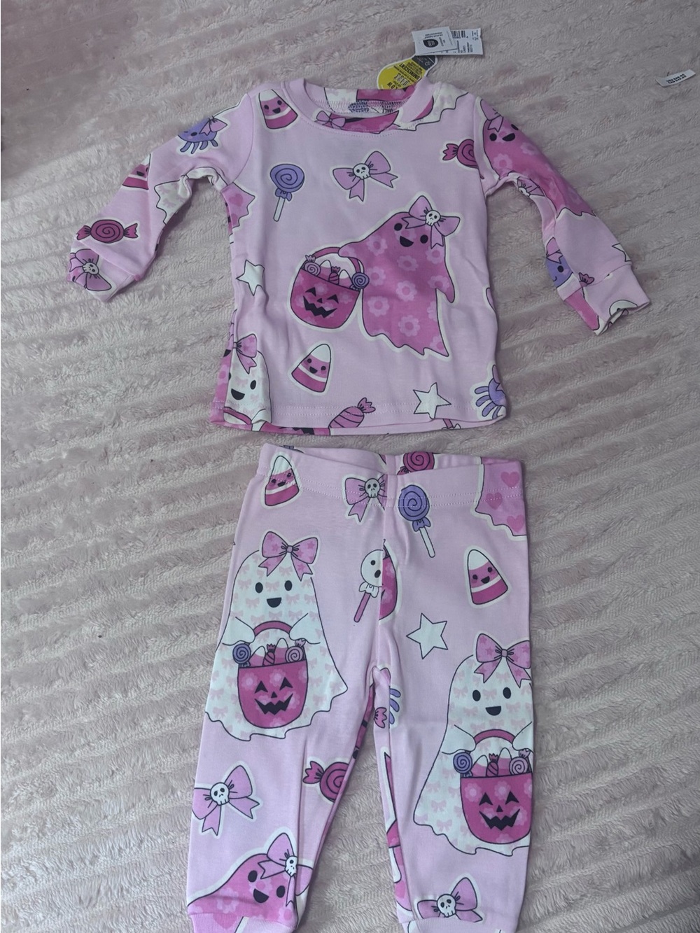 Baby girl glow in dark Pink Halloween Ghost Pajama Set